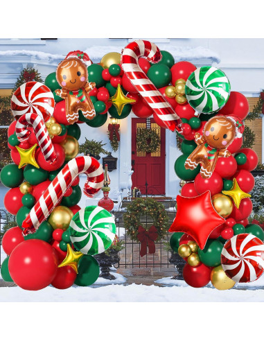 Kit Guirnalda Globos Navidad Isndare Rojo Verde Dorado