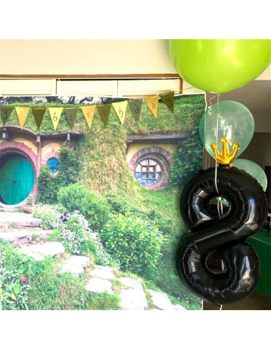 Globo de Número 2 40 cm Negro de Aluminio para Fiestas
