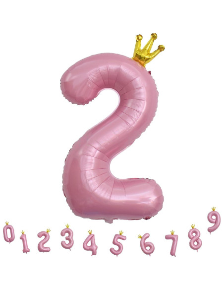 Globo de Número 2 Rosa con Corona 101,6 cm para Cumpleaños Globo de Número 2 Rosa con Corona 101,6 cm para Cumpleaños