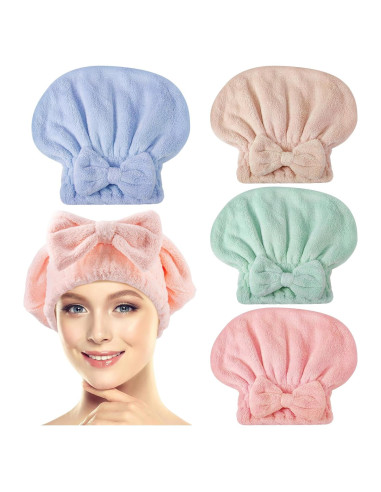 Paquete de 4 Gorras de Toalla de Microfibra IJRPLM - Secado Rápido