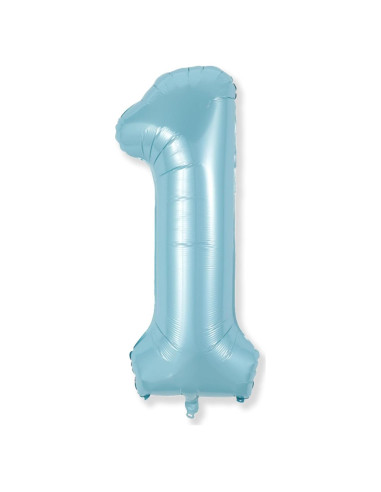Globo Número 1 Azul Claro 101,6 cm Autoinflable Fiesta