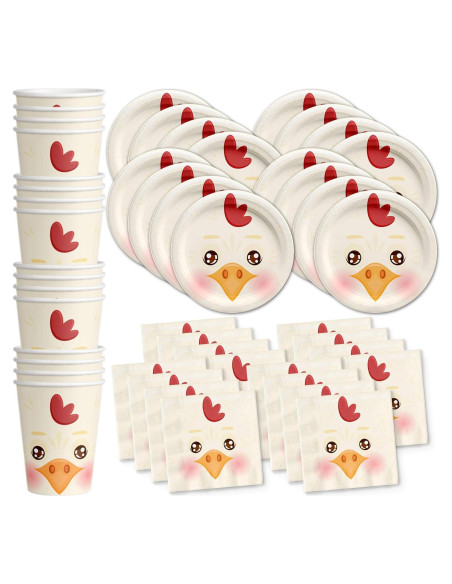 Set de Vajilla para Fiesta de Cumpleaños Pollo 16 Piezas Set de Vajilla para Fiesta de Cumpleaños Pollo 16 Piezas