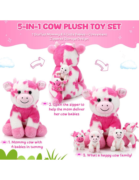 Conjunto de 5 Animales de Peluche Vaca Sumind 40x30x15 cm Conjunto de 5 Animales de Peluche Vaca Sumind 40x30x15 cm