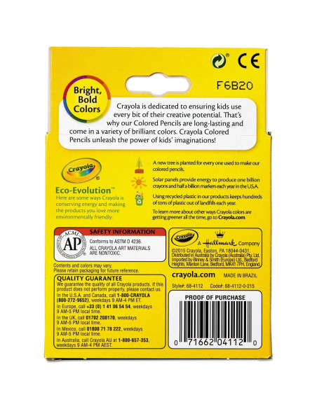 Lápices de Colores Crayola 684112 Madera 12 Colores 3.3 mm Lápices de Colores Crayola 684112 Madera 12 Colores 3.3 mm
