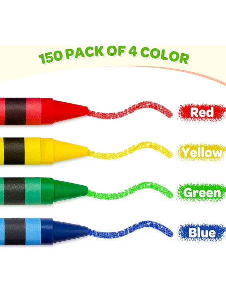150 Crayones Ellinjan 4 Colores Mini para Niños 150 Crayones Ellinjan 4 Colores Mini para Niños