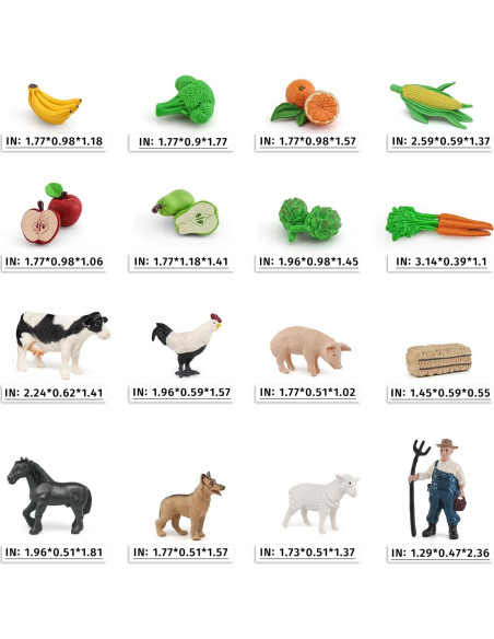 Conjunto de Animales de Granja 16PCS LC JoyCre para Niños Conjunto de Animales de Granja 16PCS LC JoyCre para Niños