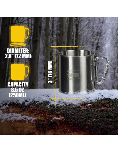 Taza de Camping M-Tac 250ml Acero Inoxidable con Mango Plegable Taza de Camping M-Tac 250ml Acero Inoxidable con Mango Plegable