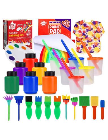 Set de Pintura J MARK 32 Piezas - Lavable y a Prueba de Derrames
