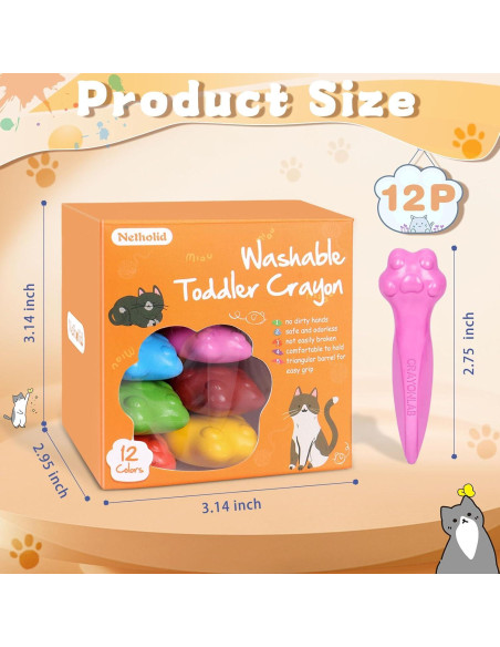 Crayones Triangulares Lavables Netholid 12 Colores No Tóxicos Crayones Triangulares Lavables Netholid 12 Colores No Tóxicos