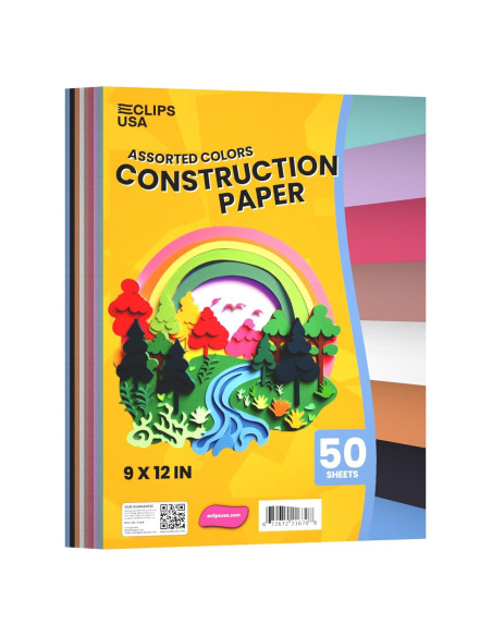 Papel de Construcción Multicolor E-CLIPS USA 50 Hojas 22.86x30.48cm Papel de Construcción Multicolor E-CLIPS USA 50 Hojas 22.86x30.48cm