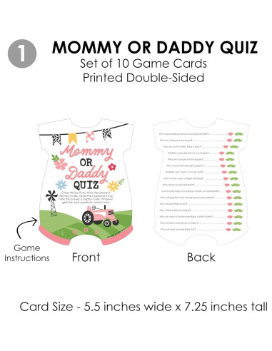 Paquete de Juegos de Baby Shower Granja Rosa - 4 Juegos