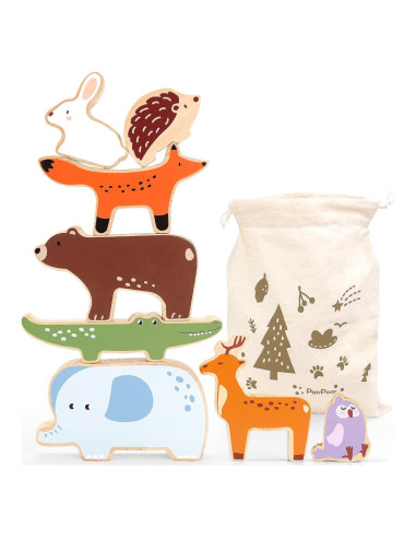 Bloques de Animales de Madera PairPear - Juego Educativo 9 Piezas
