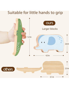 Bloques de Animales de Madera PairPear - Juego Educativo 9 Piezas 2