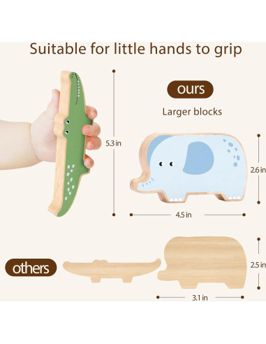 Bloques de Animales de Madera PairPear - Juego Educativo 9 Piezas