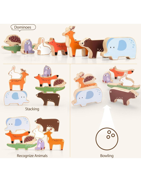 Bloques de Animales de Madera PairPear - Juego Educativo 9 Piezas Bloques de Animales de Madera PairPear - Juego Educativo 9 Piezas