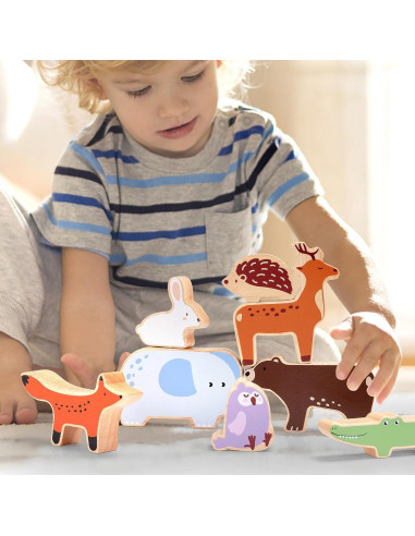 Bloques de Animales de Madera PairPear - Juego Educativo 9 Piezas