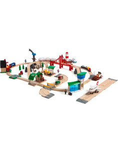 Conjunto Deluxe de Ferrocarril BRIO 33766 - 106 Piezas de Madera 2