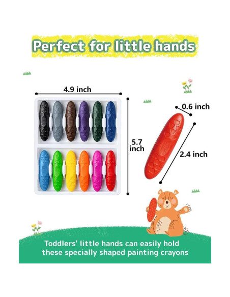 Crayones de Cacahuate POSUCESS 12 Colores No Tóxicos para Niños Crayones de Cacahuate POSUCESS 12 Colores No Tóxicos para Niños