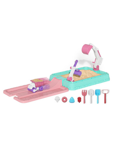 Caja de Arena KIZJORYA Rosa con Excavadora y Grúa