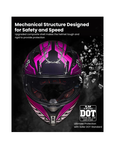Casco de Motocicleta ILM Z501 Rosa Pequeño con Visera