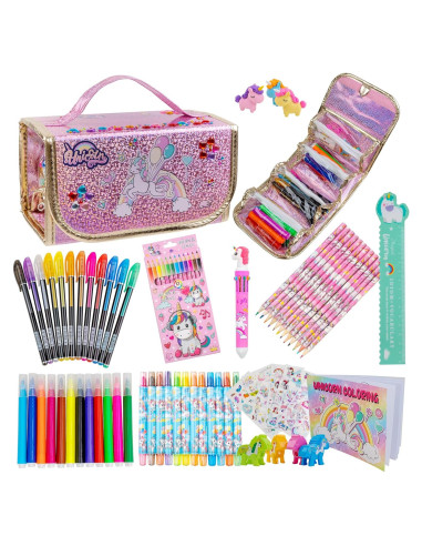 Juego de Arte Unicornio FTBox 60 Piezas con Estuche Rosa