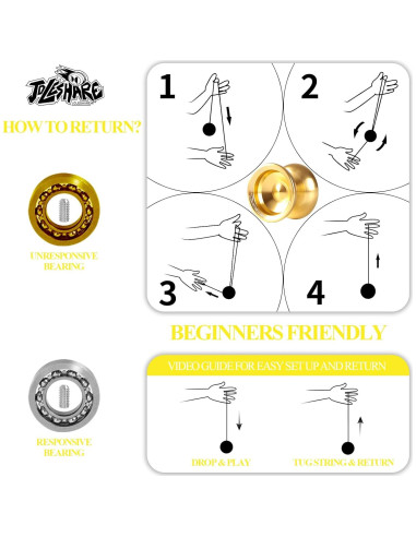 Yoyo Profesional JOLESHARE T1 Oro con Cuerdas y Guantes
