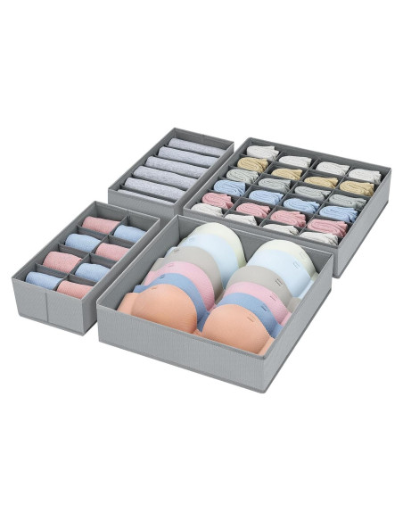 Organizador de Cajones Easortm 4 Paquete Plegable Gris Organizador de Cajones Easortm 4 Paquete Plegable Gris