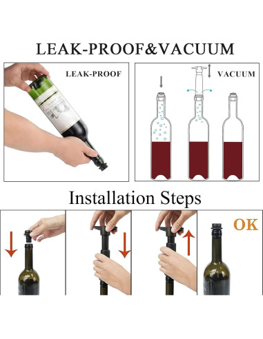 Juego de bomba de vacío Pafusen con 4 tapones de vino