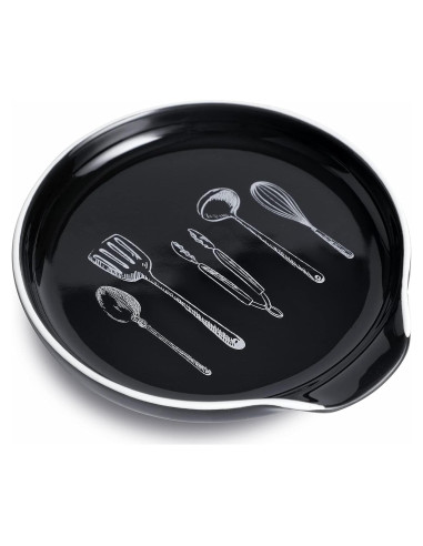 Soporte de Cuchara de Cerámica GDCZ Negro 12.7 cm Resistente al Calor