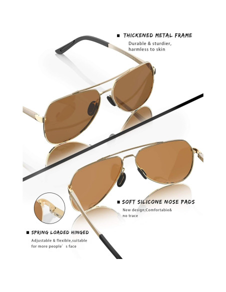 Gafas de sol LUENX Aviador Polarizadas UV400 para Unisex Gafas de sol LUENX Aviador Polarizadas UV400 para Unisex