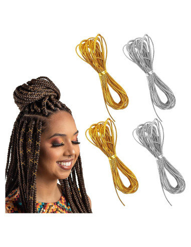 4 Cuerdas de Cabello Trenzado Sliverdew 5M Oro Plata