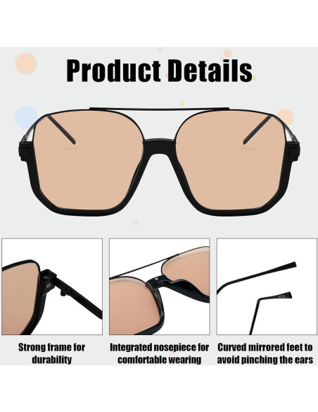 Gafas de Sol Retro Aviador GGSTDDUP UV 70s Cuadradas Gafas de Sol Retro Aviador GGSTDDUP UV 70s Cuadradas