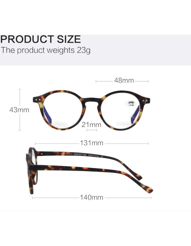 Gafas de lectura ZENOTTIC bloqueo luz azul unisex aumento 1.0x