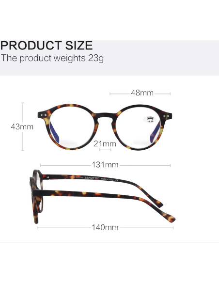 Gafas de lectura ZENOTTIC bloqueo luz azul unisex aumento 1.0x Gafas de lectura ZENOTTIC bloqueo luz azul unisex aumento 1.0x