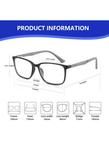 Gafas de lectura Bluemoky 1.75x con bloqueo luz azul