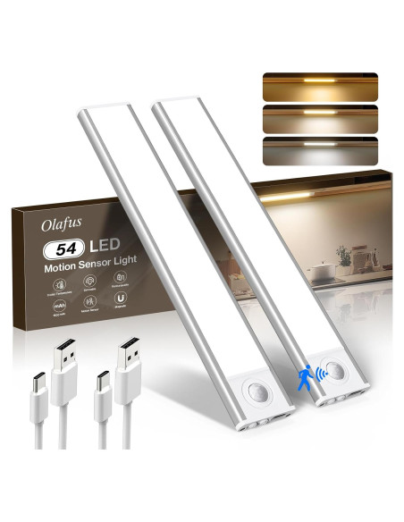 Luces Bajo Gabinete Olafus 30.48cm 54 LED Sensor Movimiento Luces Bajo Gabinete Olafus 30.48cm 54 LED Sensor Movimiento