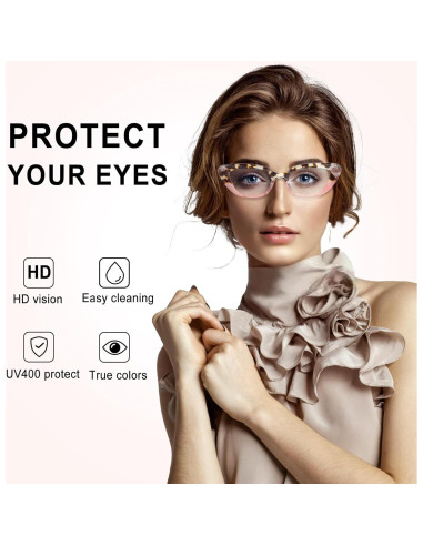 Paquete de 6 Gafas de Lectura Ojo de Gato para Mujeres con Luz Azul
