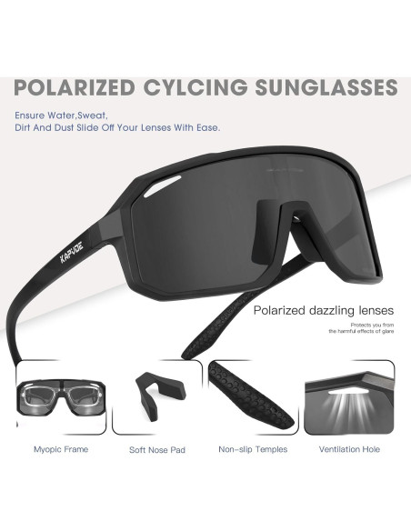 Gafas de Ciclismo KAPVOE K62 Polarizadas UV400 para Adultos Gafas de Ciclismo KAPVOE K62 Polarizadas UV400 para Adultos