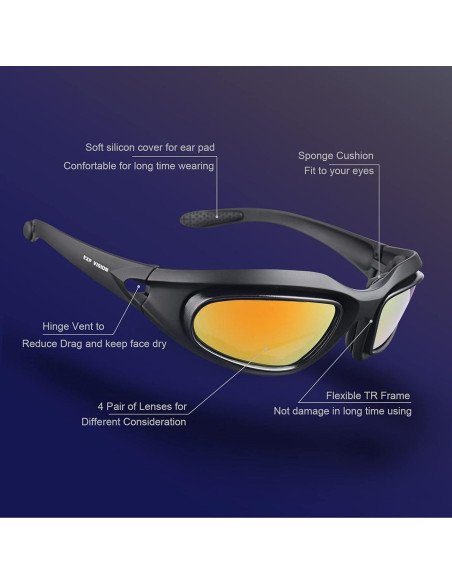 Gafas de sol deportivas EX-9100 UV400 con lentes intercambiables Gafas de sol deportivas EX-9100 UV400 con lentes intercambiables