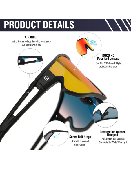 Gafas de sol polarizadas DUCO DC0023 para deportes UV400 Gafas de sol polarizadas DUCO DC0023 para deportes UV400