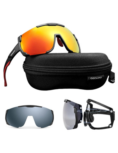 Gafas de Ciclismo Odoland UV400 Polarizadas Rojo