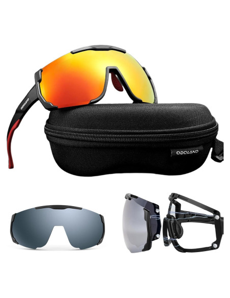 Gafas de Ciclismo Odoland UV400 Polarizadas Rojo Gafas de Ciclismo Odoland UV400 Polarizadas Rojo