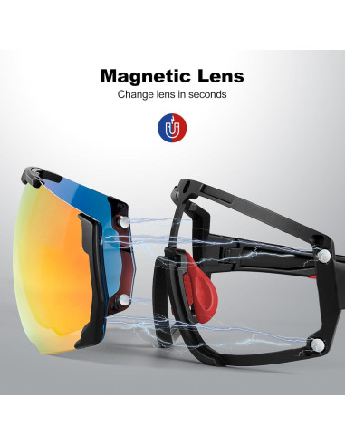 Gafas de Ciclismo Odoland UV400 Polarizadas Rojo