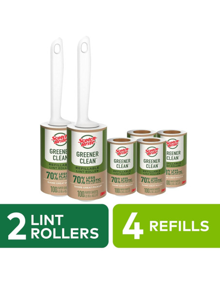 Rodillo Quitapelusa Scotch-Brite Greener Clean, 2 Rodillos + 4 Recargas Rodillo Quitapelusa Scotch-Brite Greener Clean, 2 Rodillos + 4 Recargas