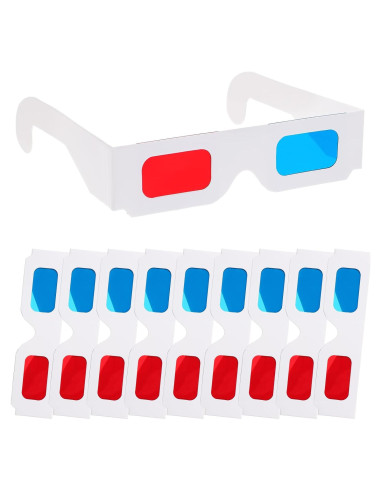 Gafas 3D JIYIN 10 Pcs Anaglifo Rojo y Cian