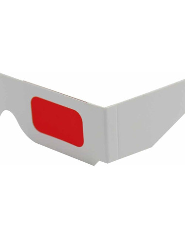 50 Pares Gafas 3D Rojas y Cian Cartón Marco Blanco