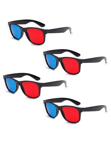 Set de 4 Gafas 3D Rojas y Azules Jinshining Universales Set de 4 Gafas 3D Rojas y Azules Jinshining Universales