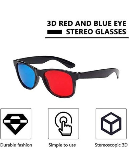 Gafas 3D Rojas y Azules Jowxsx para TV y Video 17x5cm Gafas 3D Rojas y Azules Jowxsx para TV y Video 17x5cm