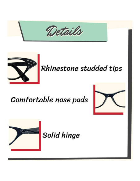 Gafas de Ojo de Gato Hip Hop 50's con Rhinestones para Mujeres Gafas de Ojo de Gato Hip Hop 50's con Rhinestones para Mujeres