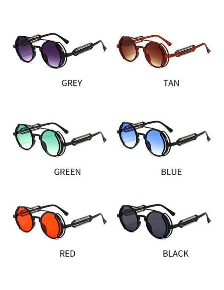 Gafas de sol retro steampunk Jowxsx rojas unisex Gafas de sol retro steampunk Jowxsx rojas unisex